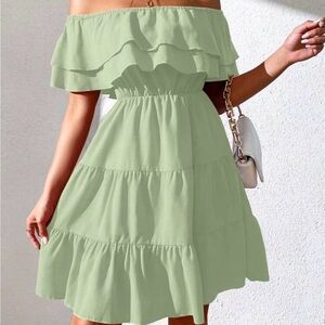 Elegant Off-Shoulder Green Dress